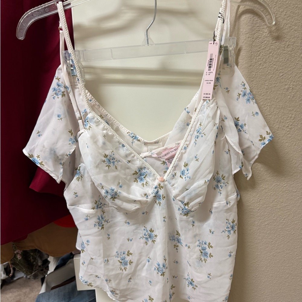 Victoria secret sheer chiffon flutter cami and short set